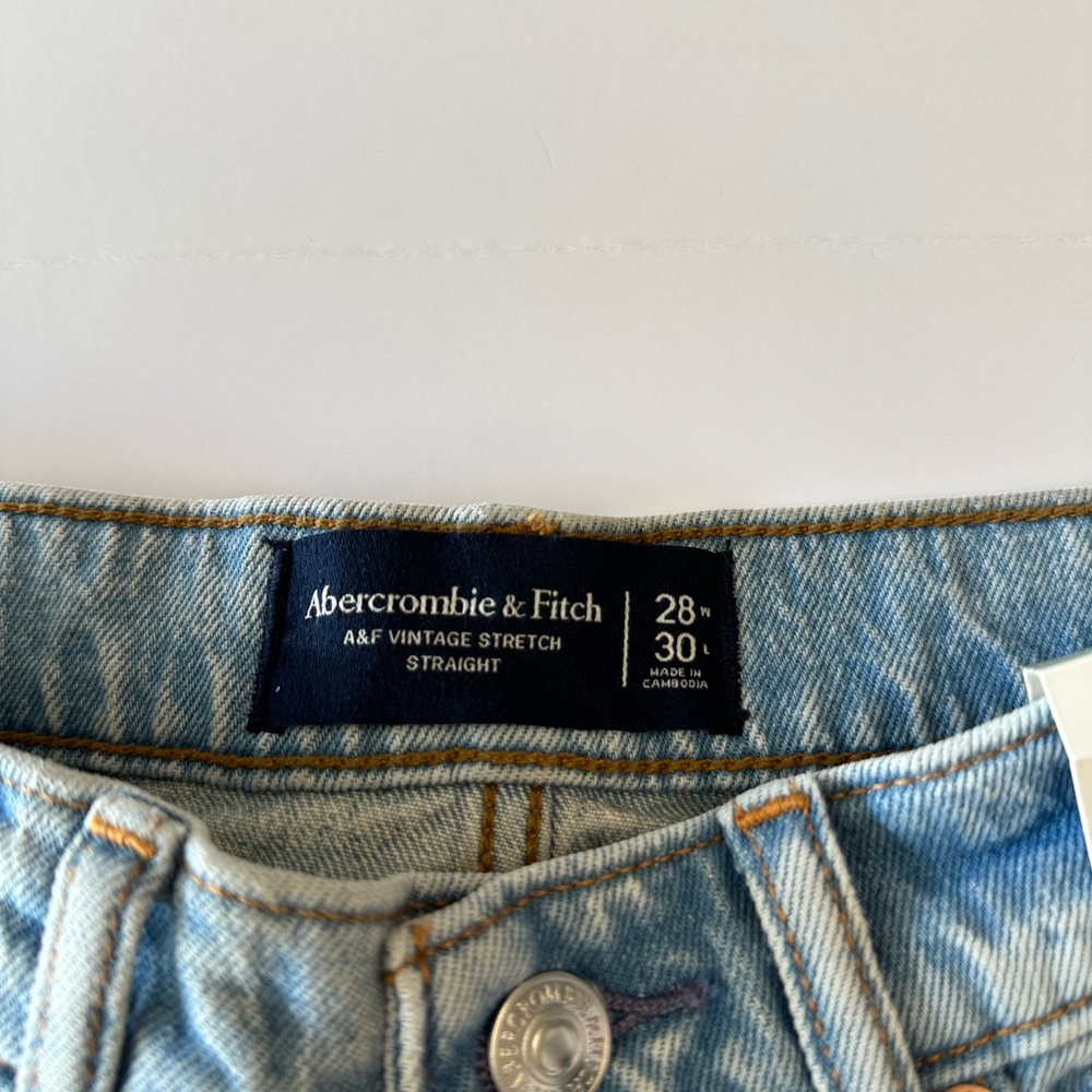 Abercrombie & Fitch Light Blue Vintage Stretch Straight Jeans 28x30 - Picture 3 of 11